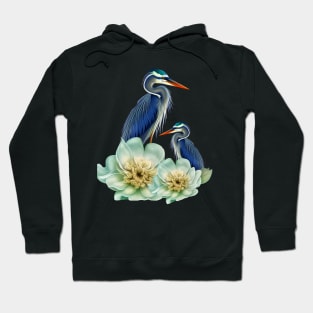 The Elegant Crane with Flowers Hoodie